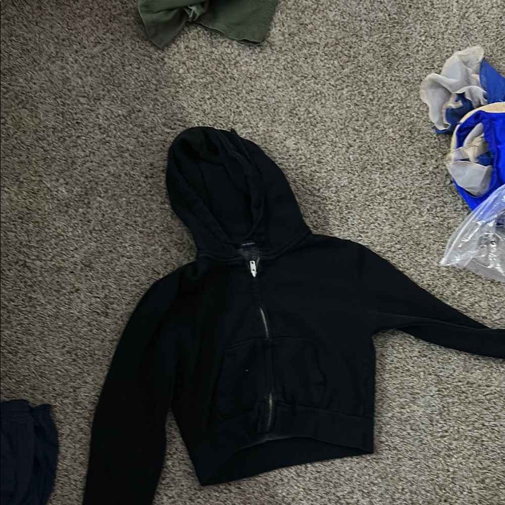 Brandy Melville Black Zip-Up Hoodie